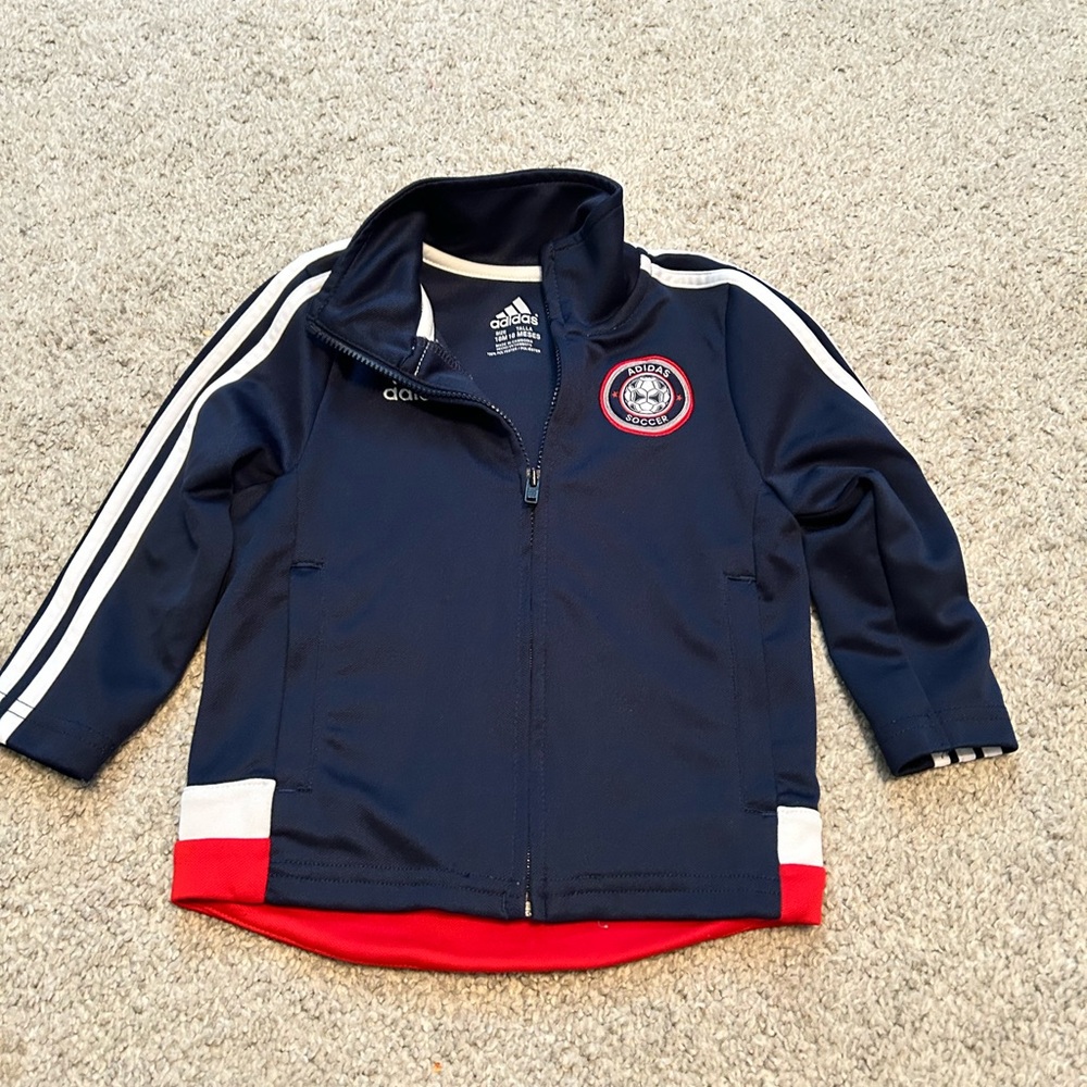 Adidas soccer back red white and blue jacket‎ size 18m toddler